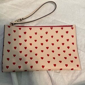 Kate Spade Cream and Red Heart Wristlet